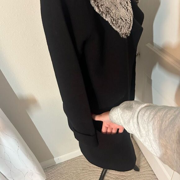 Jones New York Black Faux Fur Collar Cardigan L - Picture 4 of 6